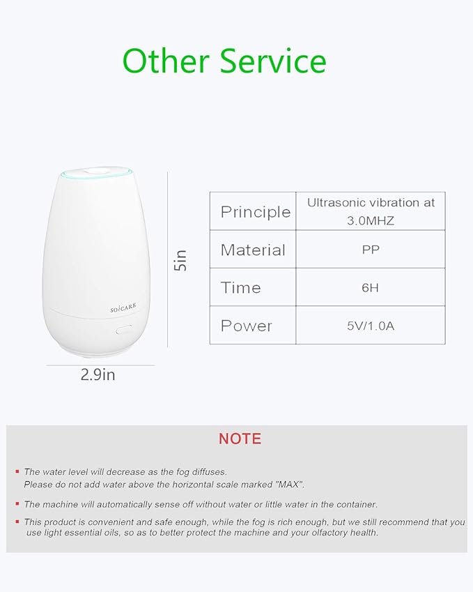 SOICARE Car Diffuser (2nd Generation), Small Portable Car Essential Oil Diffuser with Built-in USB Cable, Mini Aromatherapy Air Scent Humidifier Diffuser for Travel/Office/Home (White)