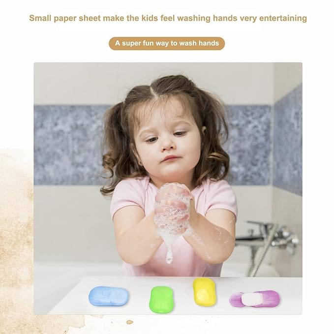 Soap Paper Sheets, 400 Sheets Mini Portable Disposable Travel Soap Boxes Hand Washing Cleaning Paper Slices Strips for School On-the-go Camping Hiking Outdoor Foot and Hand Care