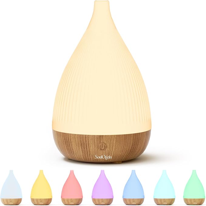 Ultrasonic Essential Oil Diffuser, Home Fragrance Aroma Diffuser with Auto Shut-Off, 8-Color Night Light & Ultra-Quiet Operation, BPA-Free Portable Aromatherapy Humidifier for Home (Light)
