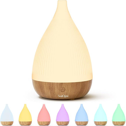 Ultrasonic Essential Oil Diffuser, Home Fragrance Aroma Diffuser with Auto Shut-Off, 8-Color Night Light & Ultra-Quiet Operation, BPA-Free Portable Aromatherapy Humidifier for Home (Light)