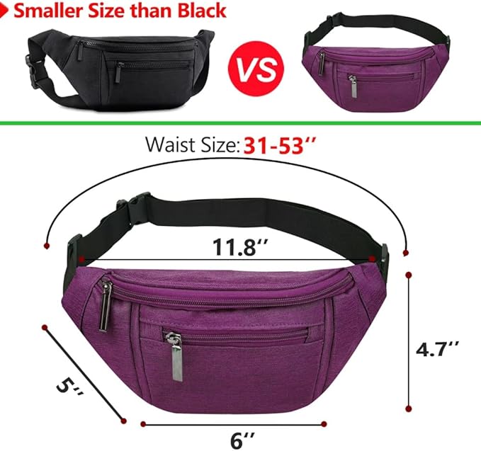 Crossbody Fanny Pack for Women Fashionable,Fashion Waist Bag Purse,Belt Bag for Travel Walking Running Hiking Cycling,Easy Carry Any Phone,Wallet (Purple)