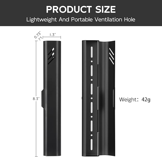 Travel Toothbrush Case, Portable Toothbrush Holder, Durable Aluminum Toothbrush Storage Box, Small Breathable Manual Toothbrush Container for Traveling, School, Camping, Business Trip - Black