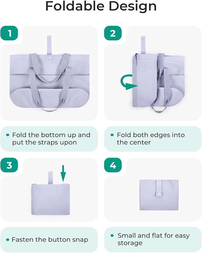 BAGSMART Tote Bag for Women, Foldable Tote Bag With Zipper Travel Large Shoulder Bag Handbag for Work-16.5''l X 6''wx 14''h