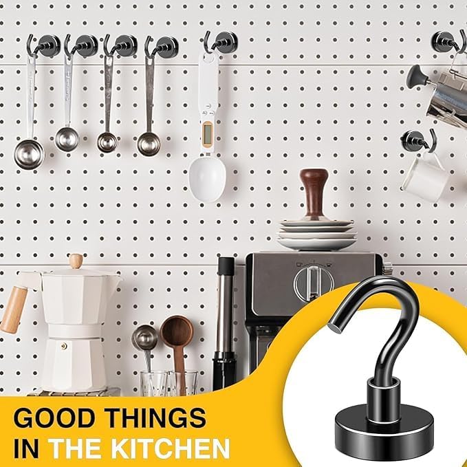 DIYMAG Magnetic Hooks, 28-Pack Magnet Hooks, Strong Heavy-Duty Magnetics for Kitchen Refrigerator Hanging, Classroom, Cruise Cabins, Accessories Hook, Black