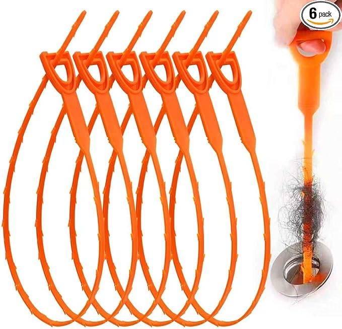 Drain Snake Clog Remover - 6Pack 20 Inch Flexible Hair Removal Tool for Sink Shower Tub Toilet, Cleaner with Grip Handle Easy Use Kitchen and Bathroom Opener- AsonTao