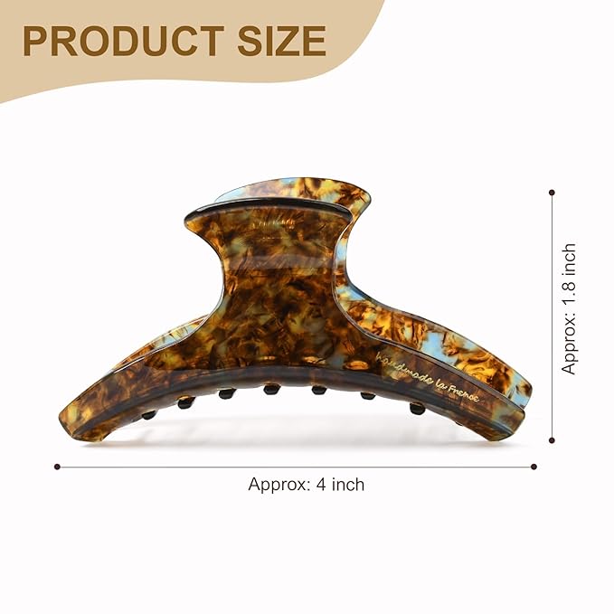 2 Pack Hair Claw Clips Women Large Tortoise Hair Clip French Design Barrettes Celluloid Leopard Print Accessories Jaw Clips for Thick Hair