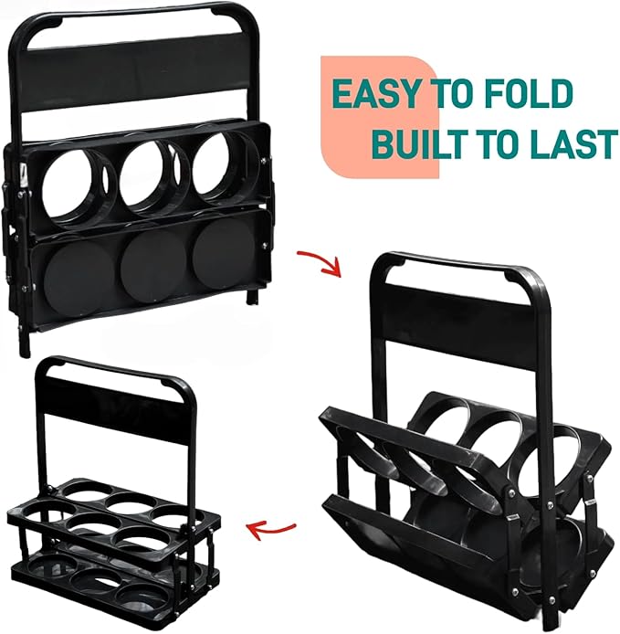 6 Cup Drink Carrier with Handle, Portable Cup Carriers for Drinks, Drink Carrier for Delivery, Coffee Carrier, Drink Caddy Portable Drink Carrier, Beverage Drink holder, Reusable, Black