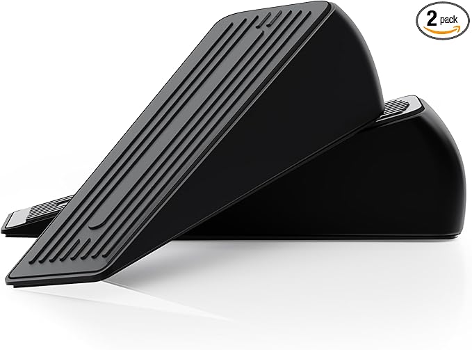 Premium Black Zinc Alloy Heavy Duty Door Stopper Wedge, 1.2" Door Clearance, Anti-Skid, Heavy Duty Door Stoppers for Bottom of Door with Superior Grip for All Floor Types, Weighted Door Stop, 2 Pack