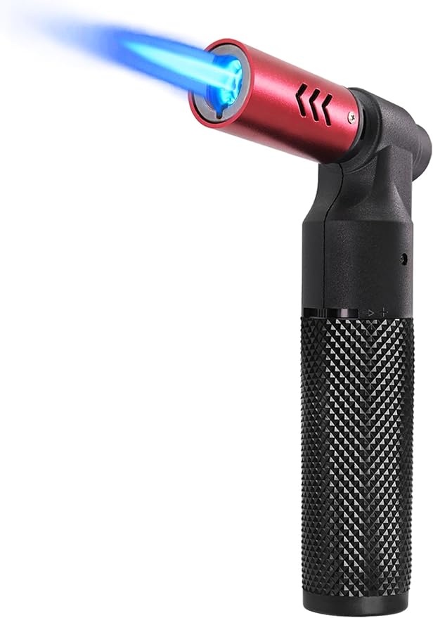 Luxgaze Butane Torch Kitchen Torch Lighter Refillable Big Jet Flame Mini Blow Torch Portable Crème Brulee Torch for Camping Grill Culinary Soldering Cooking Welding BBQ(Gas not Included) Red