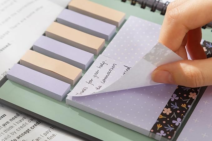 A5 Spiral Sticky Notebook,with 9 pads of decorated sticky notes and a handy notebook,Note Pads Teacher Appreciation Gift Writing Memo Pads School Office Supplies and Daily Life Organization (Chloris)