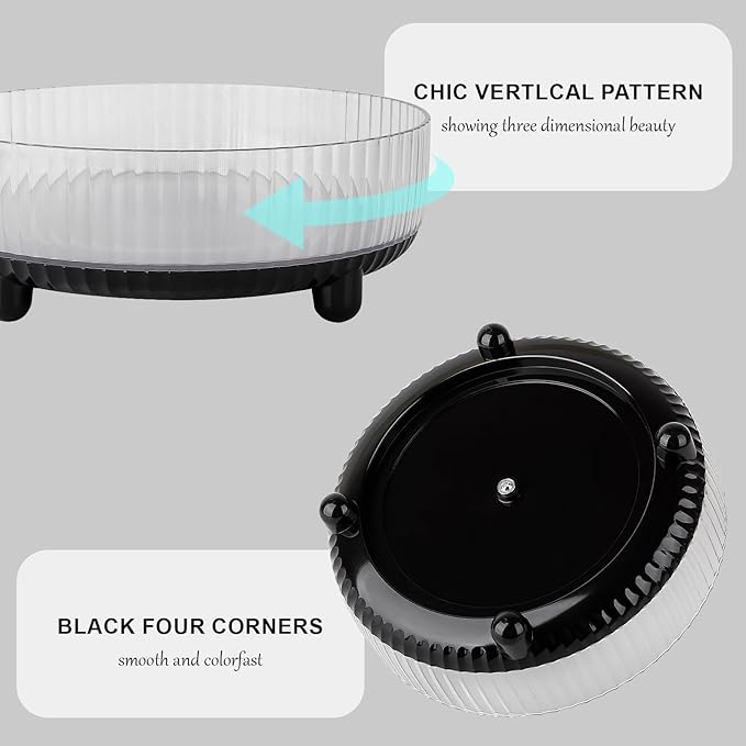 Anyoifax 360 Rotating Makeup Organizer Perfume Tray Skincare Holder Spinning Cosmetic Storage Bathroom Countertop Organizer Lazy Susan Turntable for Dresser, Vanity, Kitchen, Small Black