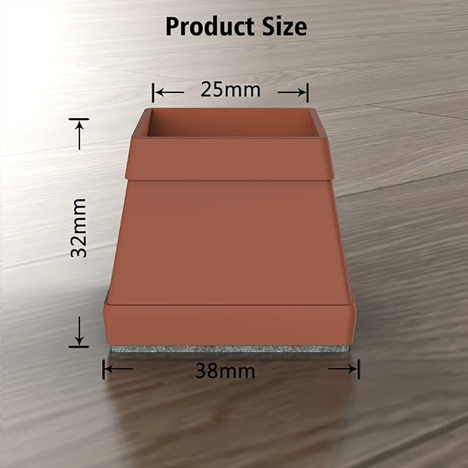 16 Pcs Square Chair Leg Protectors for Hardwood Floors, Silicone Felt Furniture Pads Non Slip,Free Moving Table Leg Covers,Chair Protectors for Wooden Floors. Brown