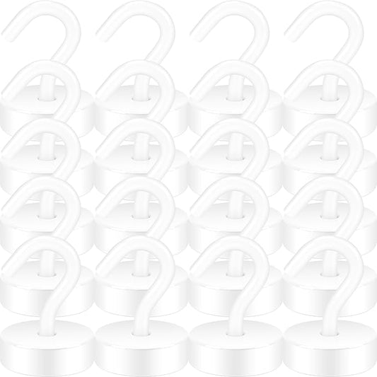 Neosmuk Magnetic Hooks, Cruise Ship Essentials, 40lb+ Heavy Duty Magnetic Hooks for Cruise Cabins, Refrigerator, Grill, Hanging, and Travel | Extra Strong Must-Have Magnet Hooks, White, Pack of 20