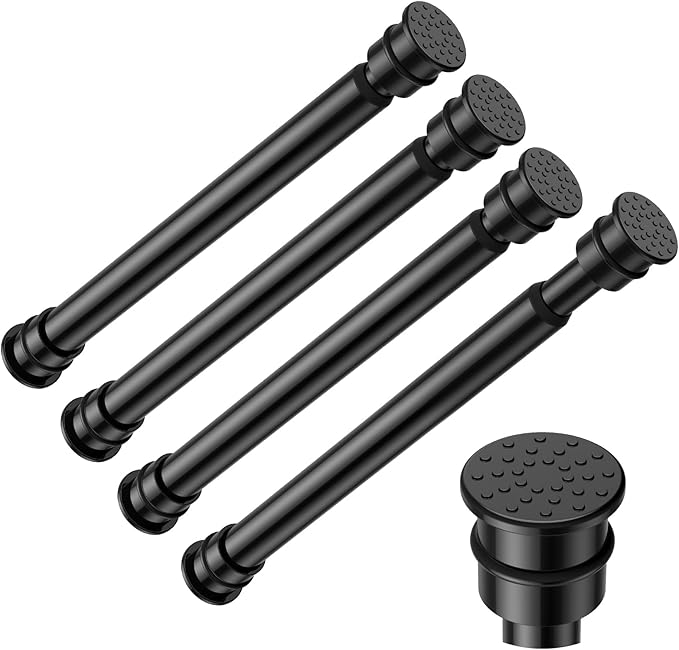 Fvonzon 4 Pack Small Tension Rods 8-12.5 Inch, Thin Tension Curtain Rod, Mini Spring Rod for Closet, Cabinet & Kitchen, Tiny Curtain Rod Tension, Short Closet Rods, Black