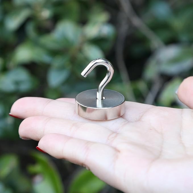 Neosmuk Magnetic Hooks, Cruise Ship Essentials, 80lb+ Heavy Duty Magnetic Hooks for Cruise Cabins, Refrigerator, Grill, Hanging, and Travel | Extra Strong Must-Haves Magnet Hook,Silver (Pack of 2)