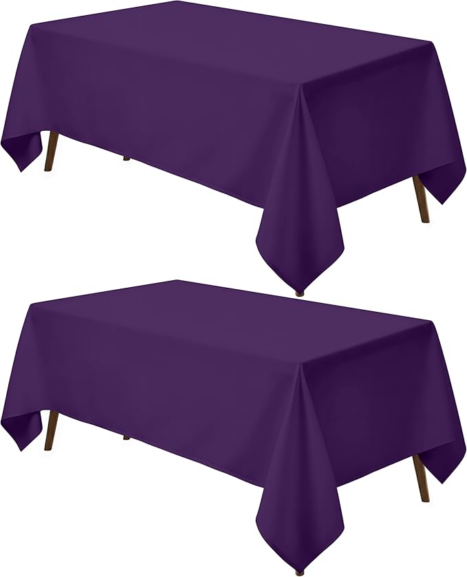 Utopia Kitchen Rectangle Table Cloth 2 Pack (60x102 Inches, Purple), Machine Washable Polyester Table Cover for Dining, Buffet Parties, Picnics, Events, Weddings and Restaurants