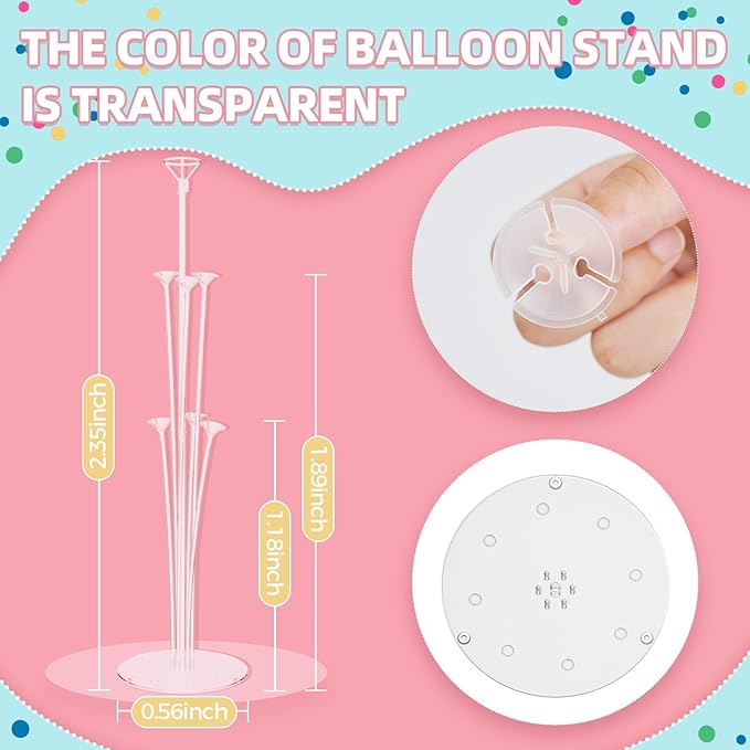 DECOCKRAT Balloon Stand Kit - 2 Set Table Stands with Base, Easy Assembly Balloon Sticks, Reusable Holders for Baby Showers, Weddings, Birthdays, Party Decorations