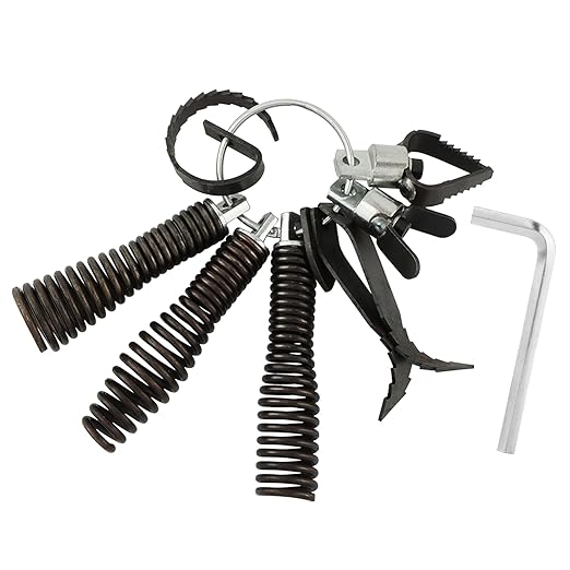 9pcs Drain Auger Drill Attachment, Cutter and Auger Set, Drain Cleaner Combination Cutter Heads for 5/16”-3/4" Cables, Compatible with 50FT-100FT Drain-Cleaning Machines for Sink/Shower/Toilet Clogs