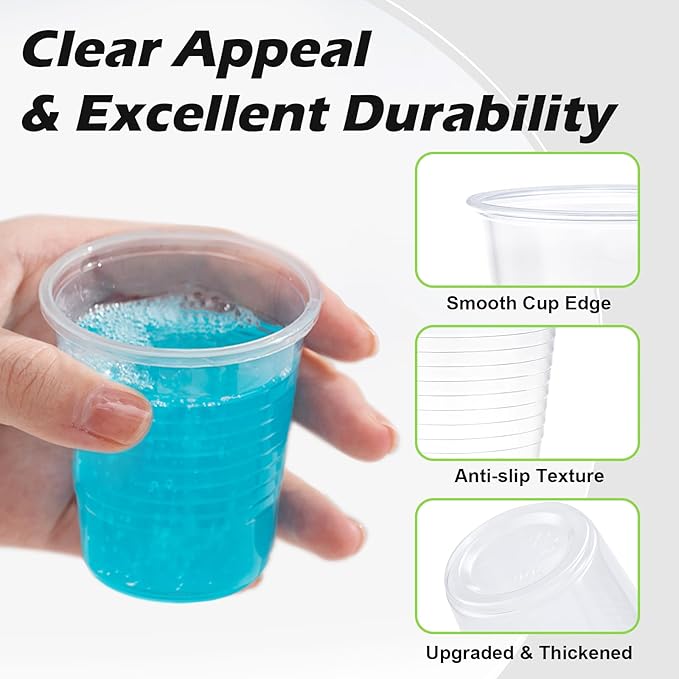 Lamosi 600 Count 5 oz Plastic Cups, Disposable Clear Bathroom Cups 5 Ounce, Small Drinking Cups for Dessert, Party, Wedding, Travel, Events