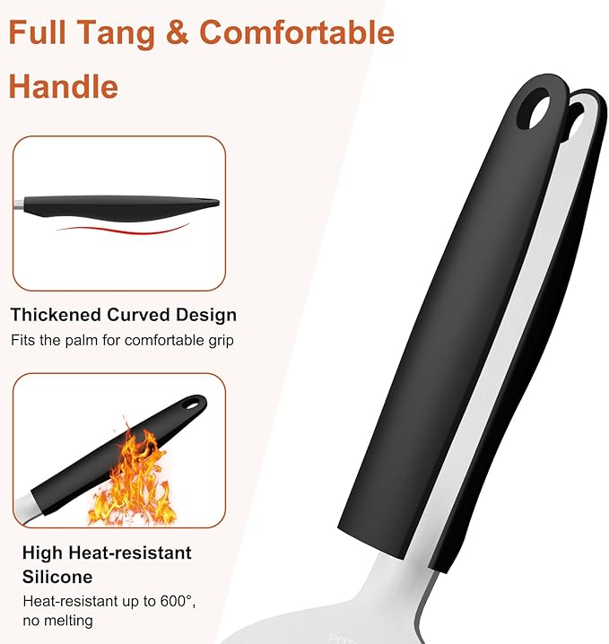 Heavy Duty Griddle Scraper, 5.3" Wide, Sharp Stainless Steel Scraper with Full Tang Silicone Handle, Great BBQ Cleaning Tool for Flat Top Grill & Griddle Cleaning Accessories (1 Pack, Large)