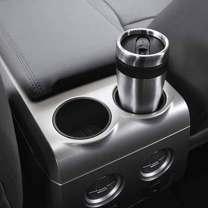 Rear of Center Console Cup Holder for Ford F150 2009-2014 with Flow Through Console Cup Holder Replacement Insert for F150 TPE Drink Bottle Holder 2PCS (with Flow Through Console)