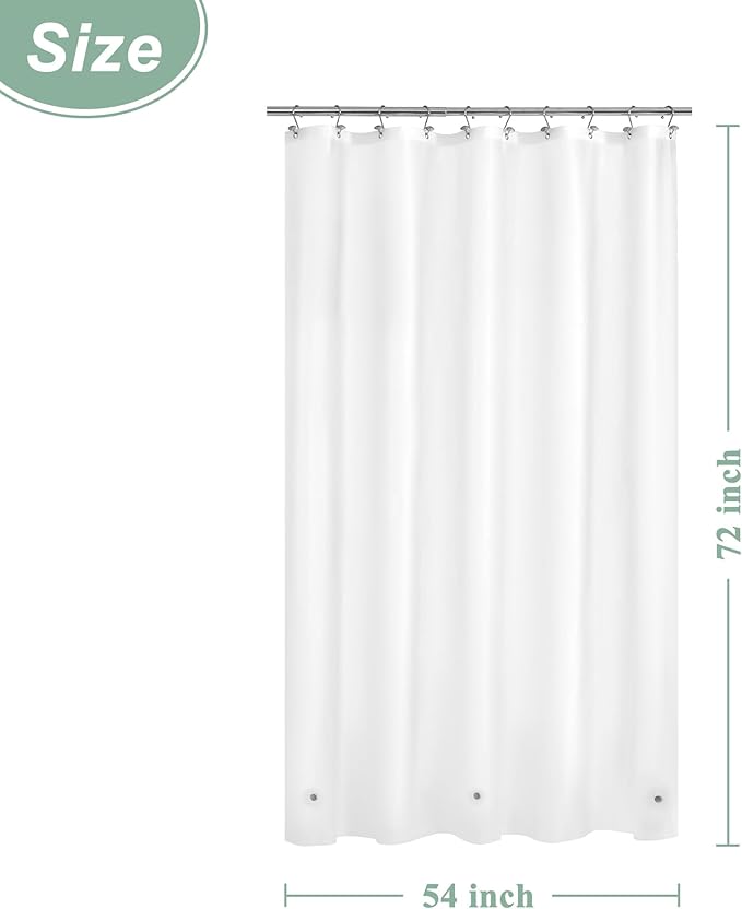 Mrs Awesome Frost Shower Curtain Liner with 3 Magnets, 54x72 Frosted PEVA Shower Liner, Light Weight Plastic Shower Curtain for Bathroom, Waterproof,Frost