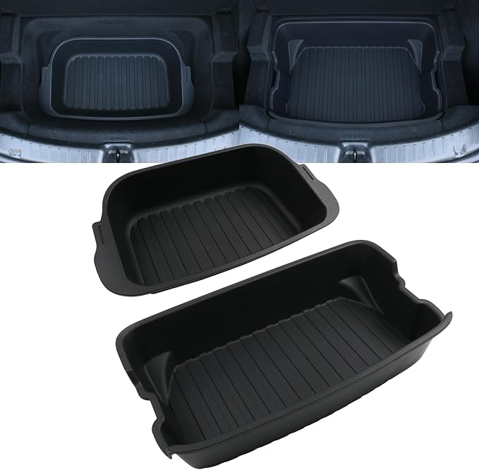 Tempsnow 2 Pcs Trunk Organizer for 2025 2026 Tesla Model Y Juniper Trunk Storage Box Organizer Tray