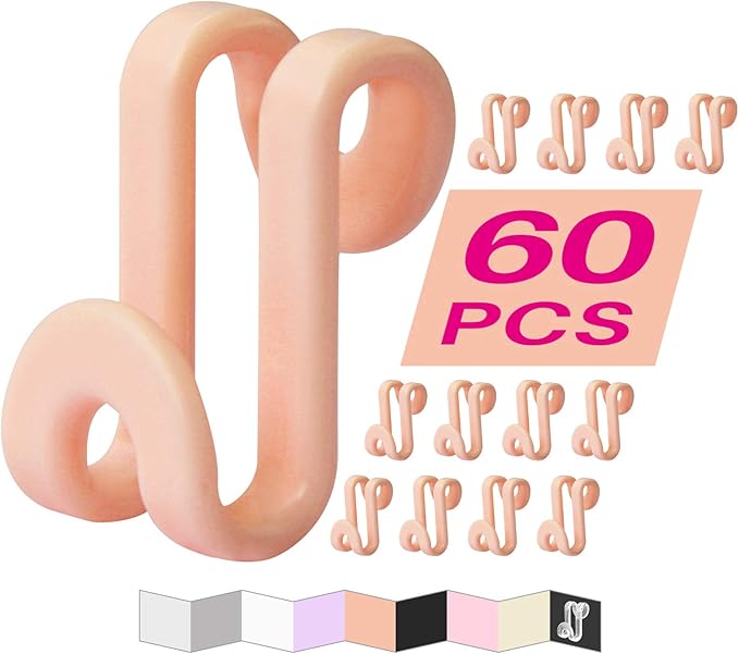 Clothes Hanger Connector Hooks, Outfit Hangers Extender Clips, Cascading Hanger Hooks, Velvet Huggable Hangers Accessory, Heavy Duty Space Saving for Closet 60 Pcs (Blush Pink)