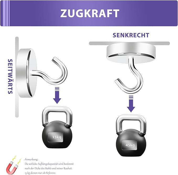 Neosmuk Magnetic Hooks, Cruise Ship Essentials, 100lb+ Heavy Duty Magnetic Hooks for Cruise Cabins, Refrigerator, Grill, Hanging, and Travel | Extra Strong Must-Haves Magnet Hook,Silver,Pack of 20
