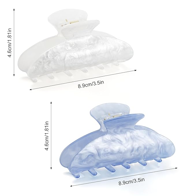 CWJCYTNSN 2 PCS Hair Claw Clips for Women Non-slip Blue Claw Clips Strong Hold Large Hair Clips for Thick Thin Hair Elegant Hair Accessory for Girls