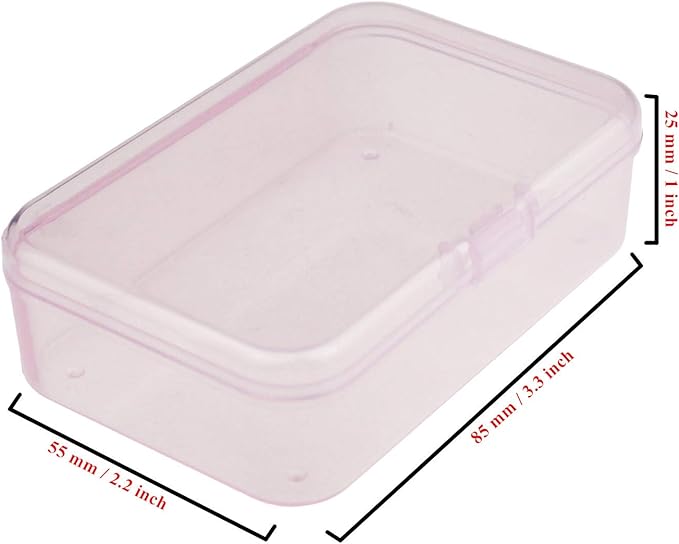 Goodma 12 Pieces Mini Rectangular Plastic Boxes Empty Storage Organizer Containers with Hinged Lids for Small Items and Other Craft Projects (Pink, 3.3 x 2.2 x 1 inch)
