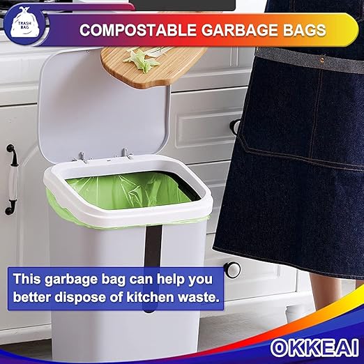 OKKEAI 3 Gallon Small Trash Bags, 100 Counts, Small Trash Can Liners, Garbage Bags, Mini 10L Wastebasket Bin Liners Bags for Bathroom, Kitchen, Bedroom, Living Room, Office, Green