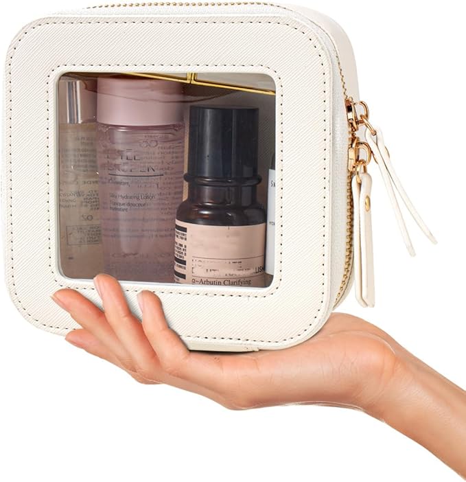 Travel Clear Makeup Bag Set, TSA Approved Cosmetic Bag Case with Zipper Portable Makeup Pouch Toiletry Bag Women Traveling Cosmetic Organizer Storage Bag Car Organizer Car Essentials for Women