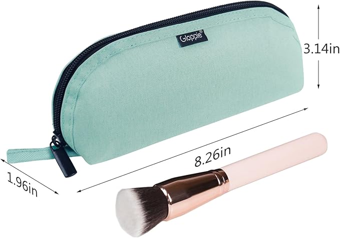 Gloppie Travel Makeup Brush Holder - Small Makeup Bag Compact Cosmetic Bag, Portable Cosmetic Pouch for Organizing Brushes On-the-go, Mint Blossom Green