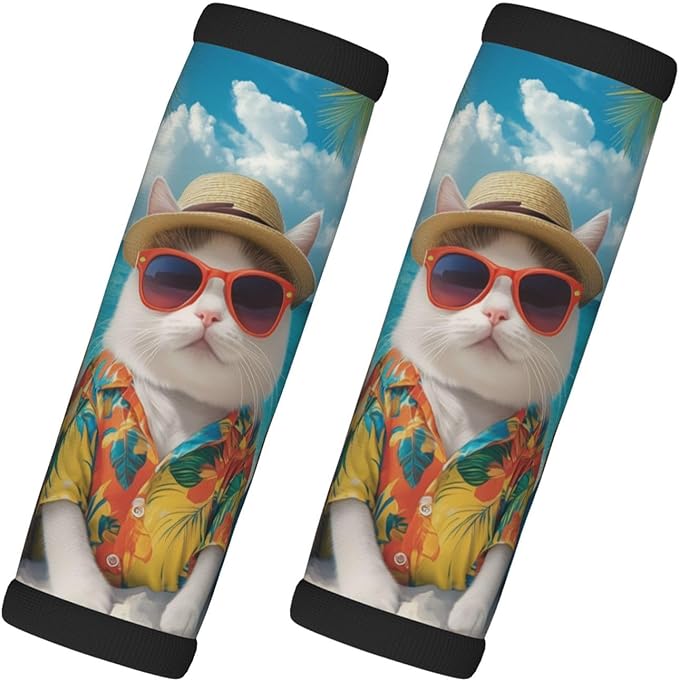 Cute Cats Beach Sunglasses Luggage Handles Wrap Grips for Suitcases Travel Accessories for Airplane 2pcs