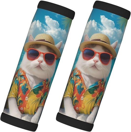 Cute Cats Beach Sunglasses Luggage Handles Wrap Grips for Suitcases Travel Accessories for Airplane 2pcs