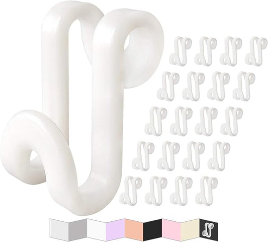 Clothes Hanger Connector Hooks, Outfit Hangers, Hanger Extender Clips, Cascading Hanger Hooks, Velvet Huggable Hangers Accessory, Heavy Duty Space Saving for Closet 60 Pack (White)