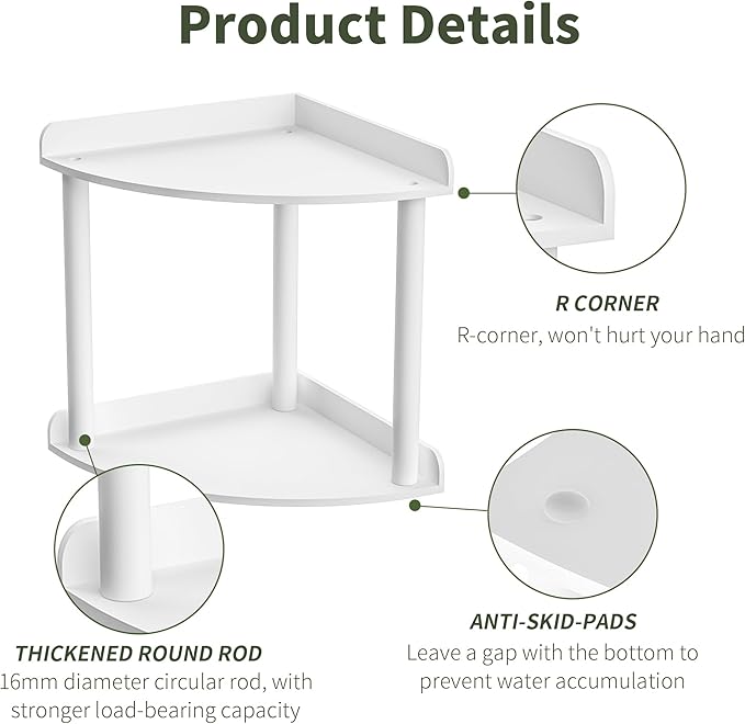 2 Tier Countertop Corner Organizer Shelf 7x7x8 Inch, White Acrylic Bathroom Vanity Storage Organizer Corner Shelf for Skincare, Cosmetics, Perfume