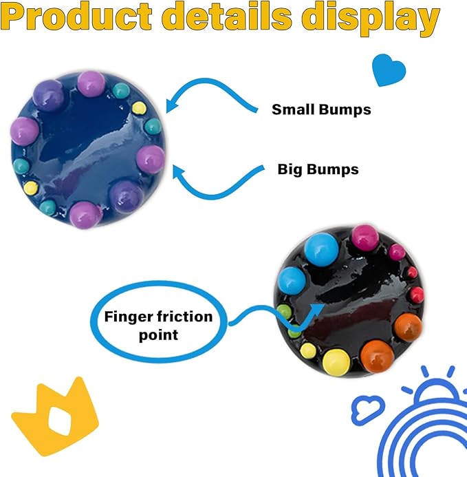 9pcs Worry Stones for Adults - 12-Node Tactile Therapy Sensory Fidget Toys with Chromatherapy Colors, Portable Travel Anxiety Relief Stone for Office Home & Outdoor Stress Management