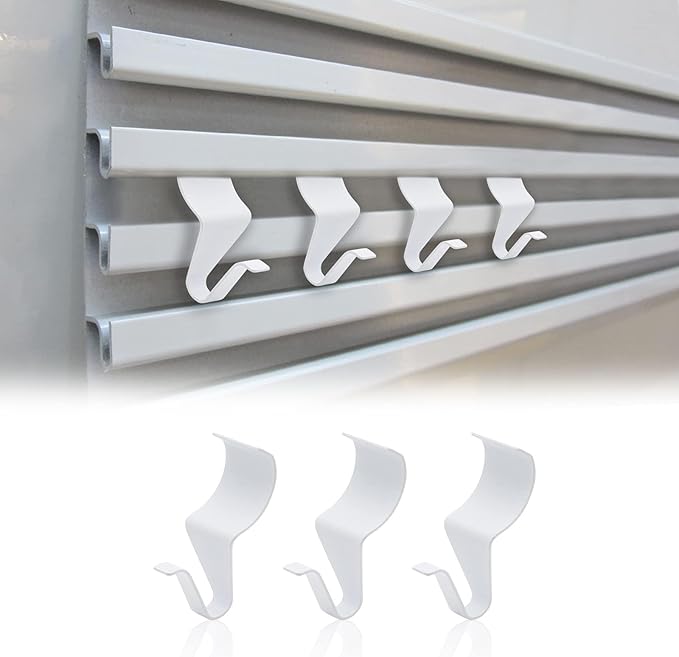24 Pack No-Hole Needed Vinyl Siding Hooks, White Vinyl Siding Hangers Metal Clips Stainless Steel Wall Hanging Hooks for House Outdoor Light Decorations