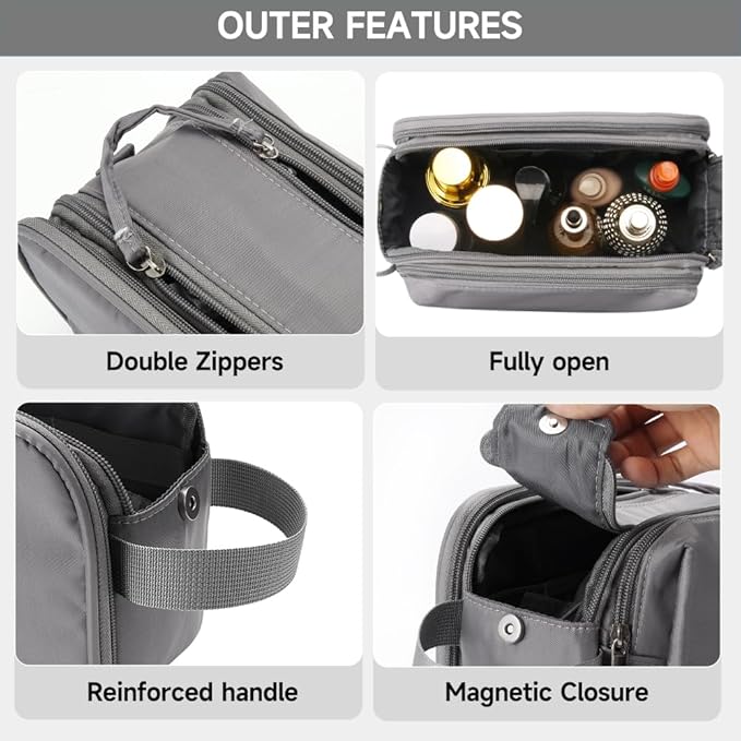 Toiletry Bag for Men, Travel Toiletry Organizer makeup Water-resistant Shaving Bag for Toiletries Accessories, Door Room Essentials(Gray)