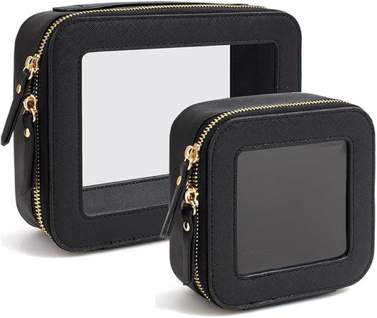 Clear Makeup Bag Set, Travel Makeup Case Clear Cosmetic Travel Bag Small Makeup Organizer Mini Make Up Pouch for Purse Waterproof Toiletry Bag Portable Car Essentials Car Organizer