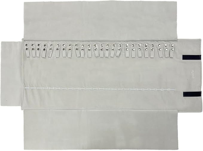 UnionPlus Velvet Travel Jewelry Roll Bag Organizer for Necklace, Elastic Band and Anti-winding, Large, Black and Gray