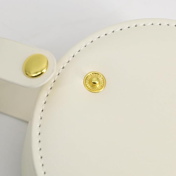 COLLECTIVE HOME - Travel Jewelry Case, Elegant Half-Moon Design with Gold Monogram, Detachable Handle, Personalized Accessory Organizer, Gift for Fashion-Forward Women and Teens (z)