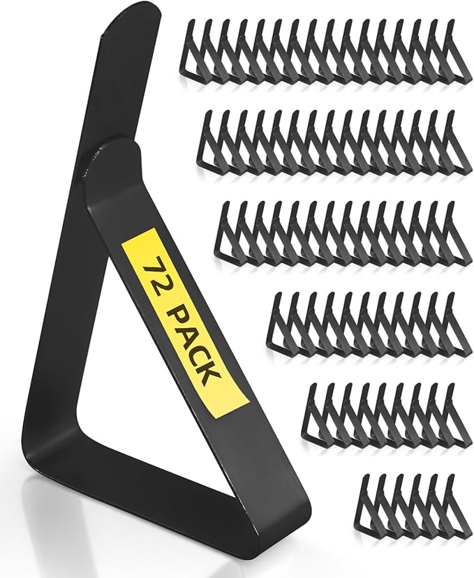72 Pack Tablecloth Clips - Heavy Duty Picnic Table Clips, Stainless Steel Tablecloth Cover Clamps, Ideal for Restaurant Picnics Parties, Black