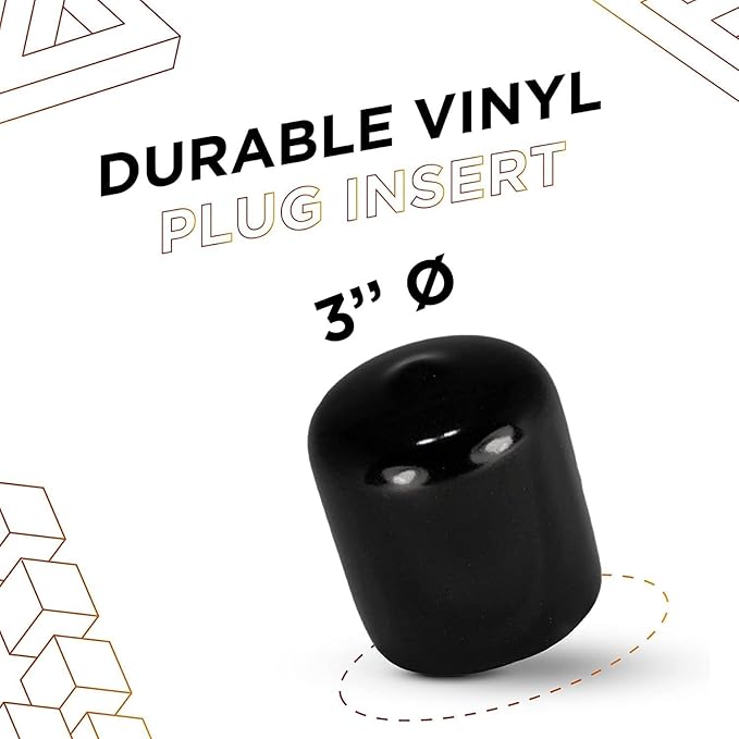 Made in USA Prescott Plastics 3" Inch Round Vinyl Plug Insert (50 Pack), Rubber Flexible Tall End Cap for Metal Tubing, Fence, Glide Insert for Pipe Post and Furniture