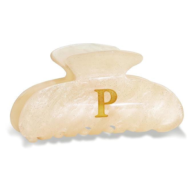 Acrylic Letter Hair Clips for Women - Monogram Hair Claw Alphabet Large Hair Clip, Fashion Glitter Claw Clips Elegant And Durable Hair Accessory, Letter P