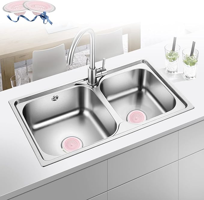 2 PCS Kitchen Stainless Silicone Sink Strainer, 4.5 inch Diameter… (Light Pink)