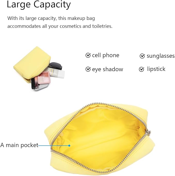 Waterproof Makeup Bag Large Capacity Women's Classic Black Wash Bag Adjustable Partition Wash Bag Brush and Cosmetic Carrying Bag… (Yellow)