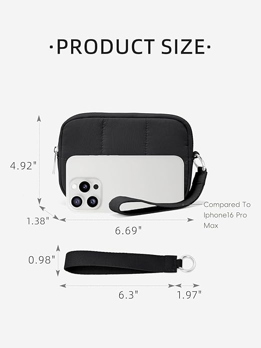WESTBRONCO Puffer Wristlet Wallets for Women RFID Nylon Wallet with Zipper Quilted Purse for Travel Credit Card Holder Phone